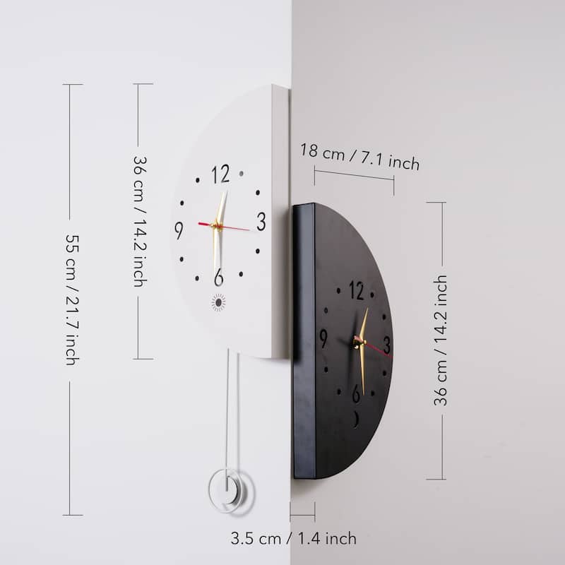Lighted Double-Sided Corner Wall Clock