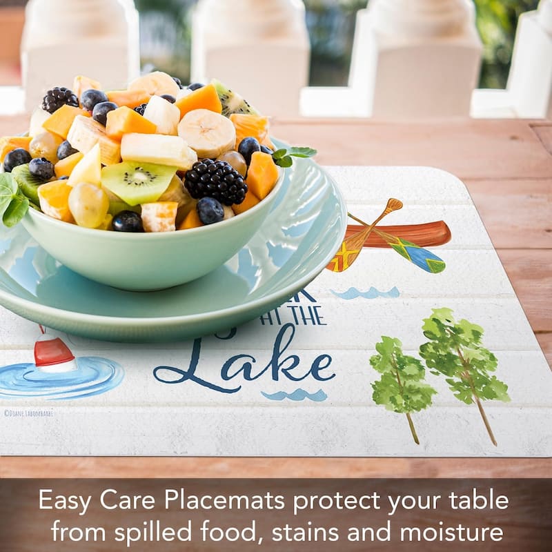 Lake Livin' 4 Pack Reversible Easy Care Flexible Plastic Placemats Made in The USA BPA Free Easily Wipes Clean