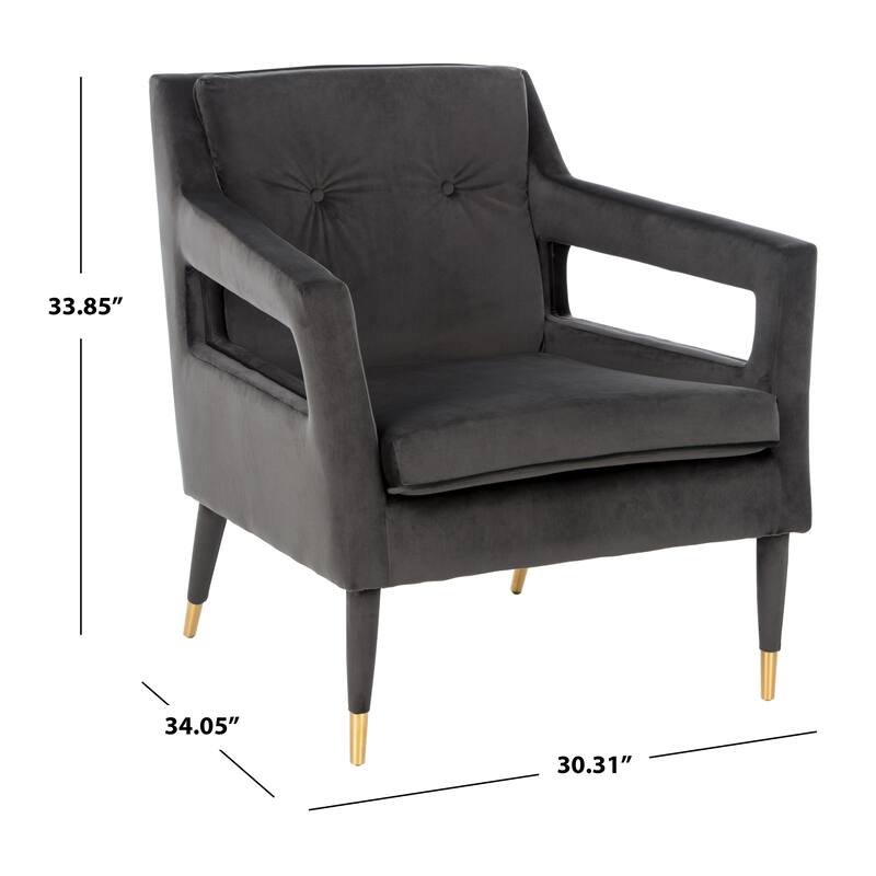 SAFAVIEH Amber Tufted Velvet Accent Chair - 30.3" x 34.1" x 33.9" - 30Wx34Dx34H