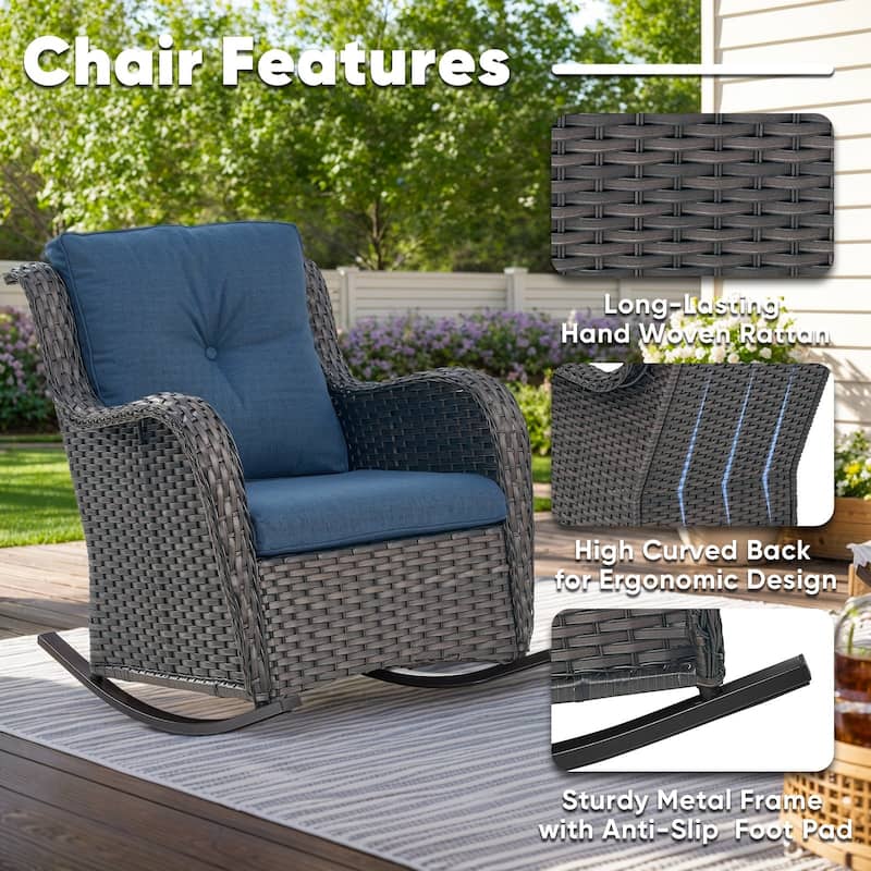 Patio Rocking Chair with Comfortable Cushions