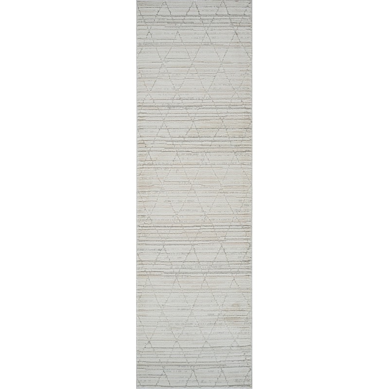 Bino Distressed Geometric Modern Stain Resistant Woven Area Rug By HomeRoots - 2' X 8'