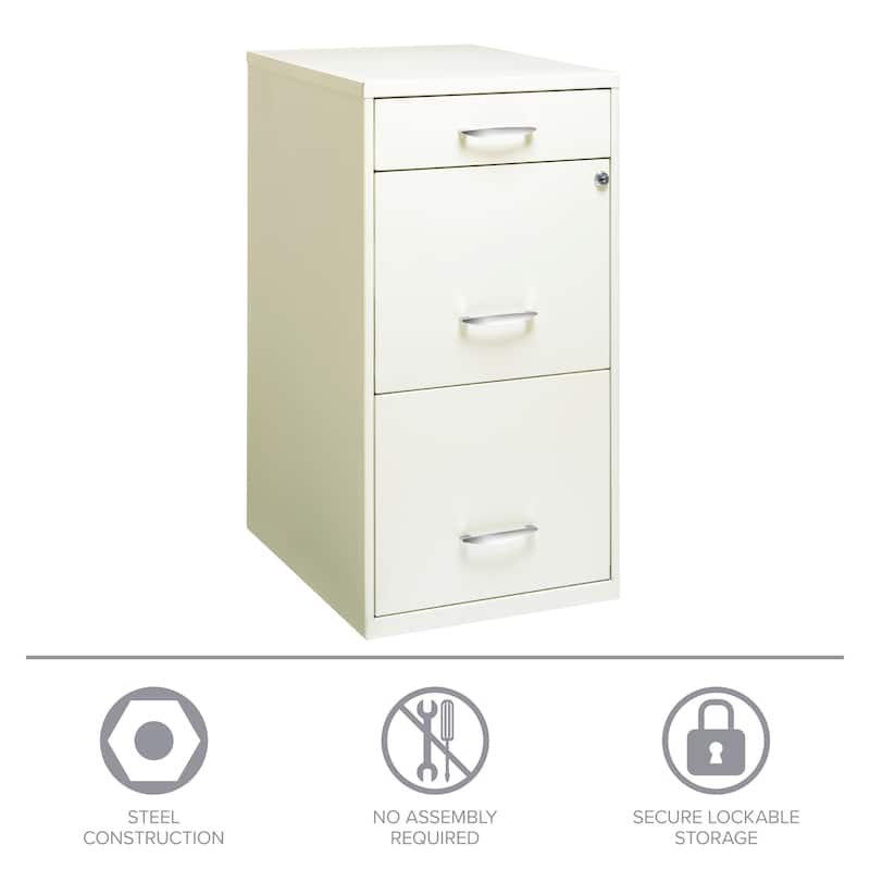 Space Solutions 18" Deep 3 -drawer Organizer File Cabinet, Off-White