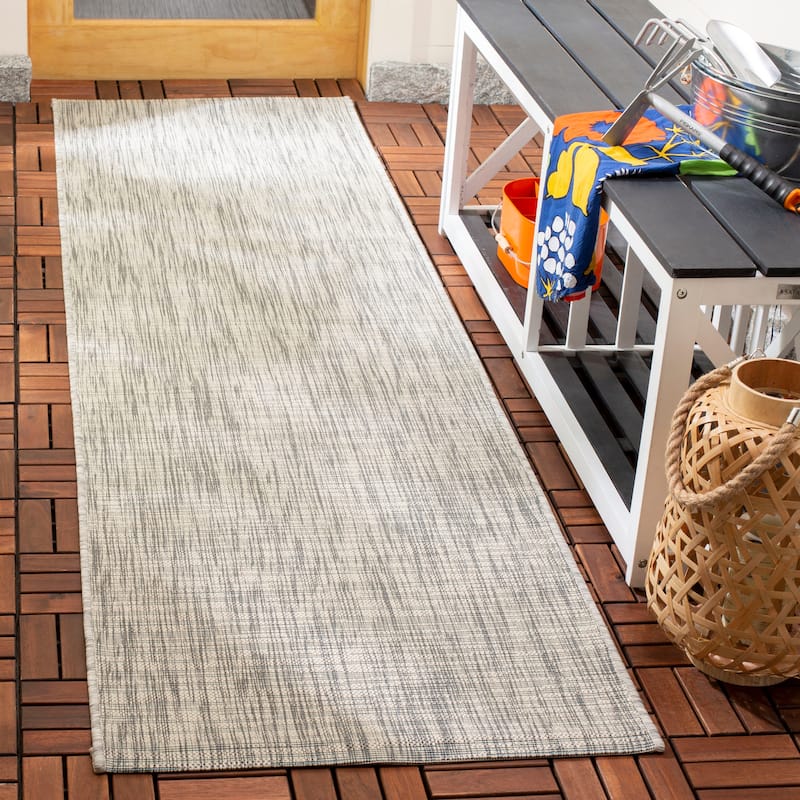 SAFAVIEH Courtyard Consilia Outdoor Waterproof Patio Backyard Rug - 2'3" x 8' Runner - Grey/Turquoise