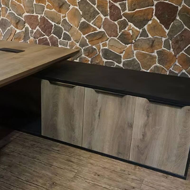 Adjustable Height Executive L Shaped Standing Desk w/ Cable Box Drawers Cabinets