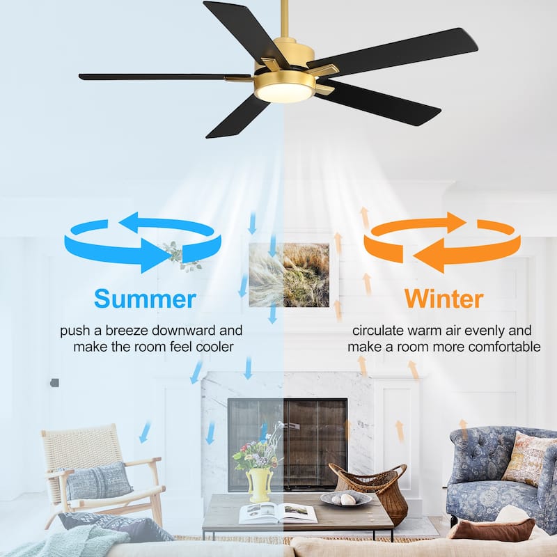 52-in Black Color-changing Indoor Chandelier Ceiling Fan with Light and Remote (5-Blade)