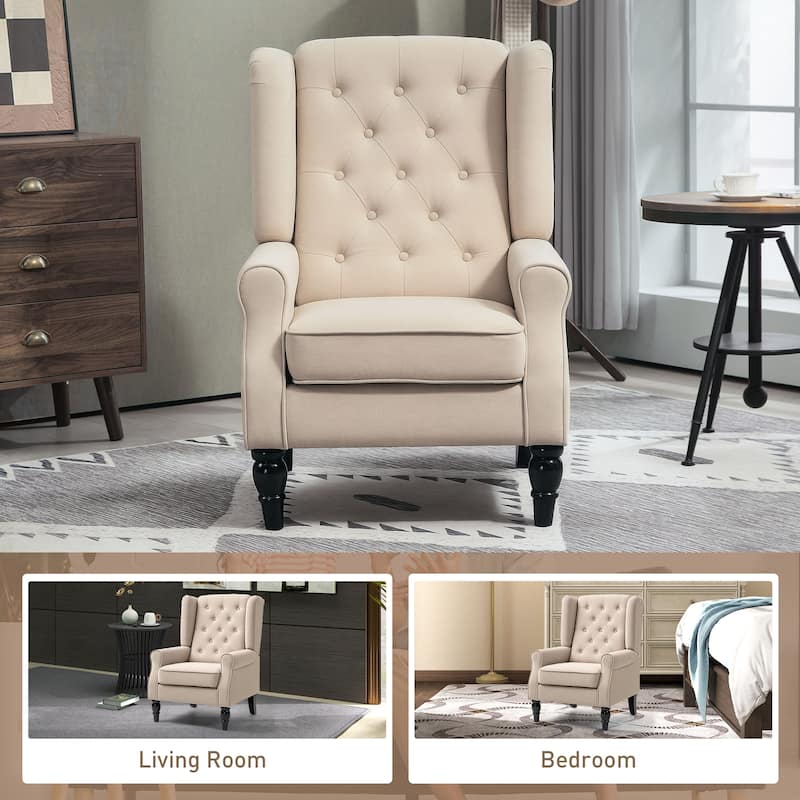 HOMCOM Copper Grove Guanta Tufted Wood Leg Accent Chair