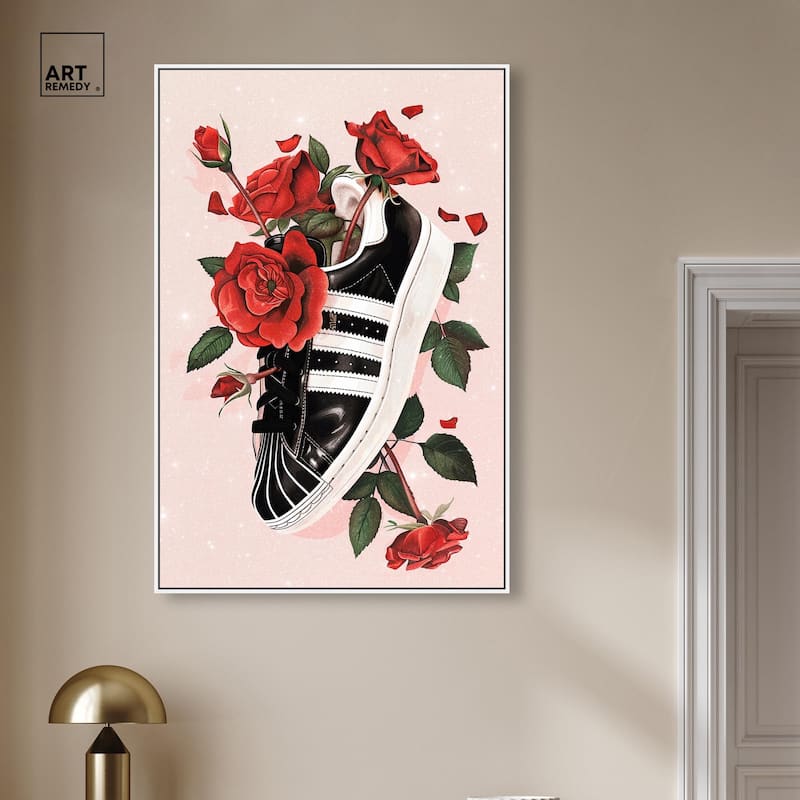 Sporty Sneaker Flowers Canvas by Art Remedy