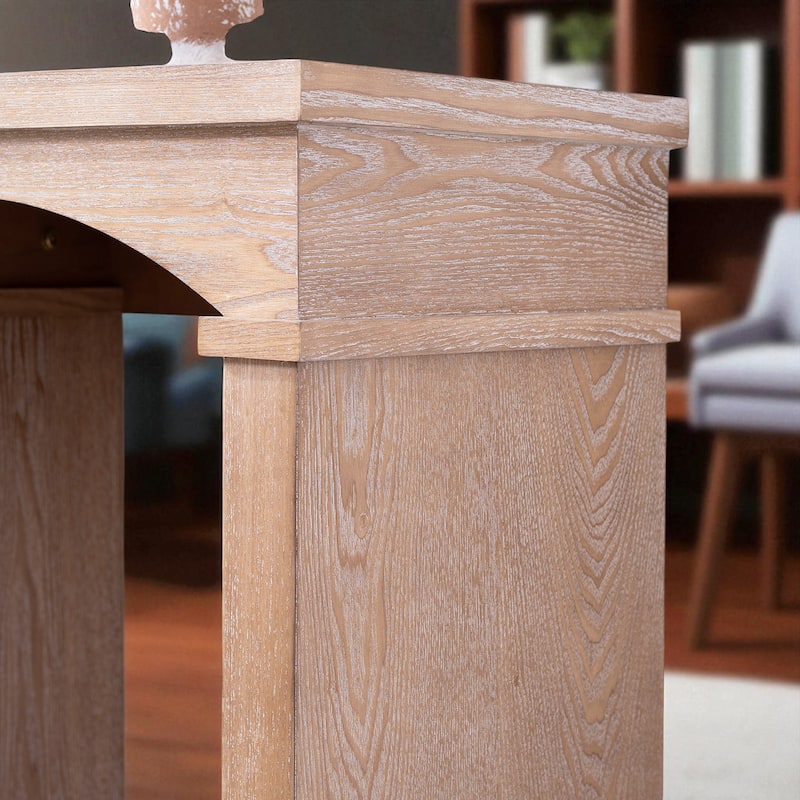 60" Rustic Archway Console Table, Narrow Entryway Table with Arched Legs and Natural Wood Finish