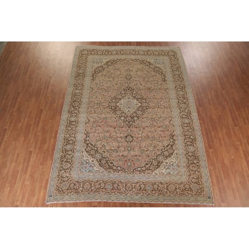 Hand Knotted Oriental 100% Wool Carpet Traditional Floral Oranges & Rust Mashad Area Rug - 13' 5'' X 9' 8''