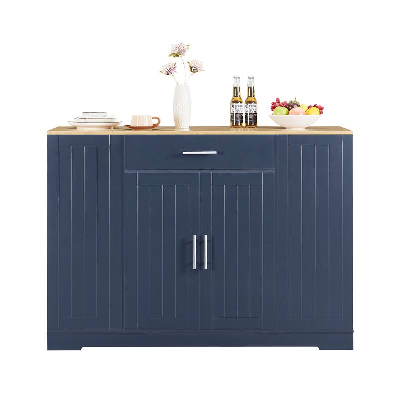Kitchen Island with Hidden Trash Can, Multi Functional Mobile Island Table, Breakfast Bar with Drawer & Adjustable Shelves