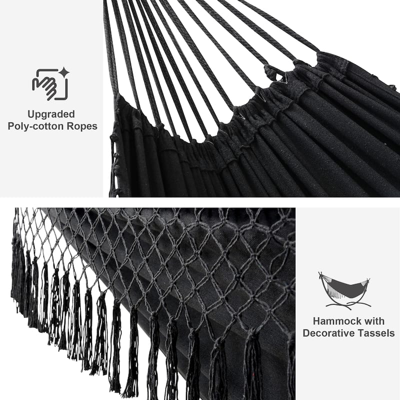 9.35 ft. 2-Person Brazilian-Style Foldable and Portable Outdoor Hammock Bed with Stand Set - 112.2 in.* 44.1 in. *40.9 in.