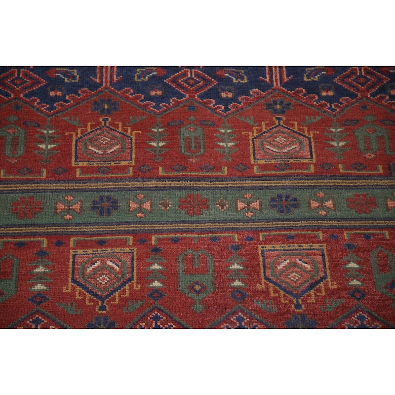Red & Blue Sirjan Oriental Area Rug Hand-knotted Wool Carpet - 8'0"x 10'1"