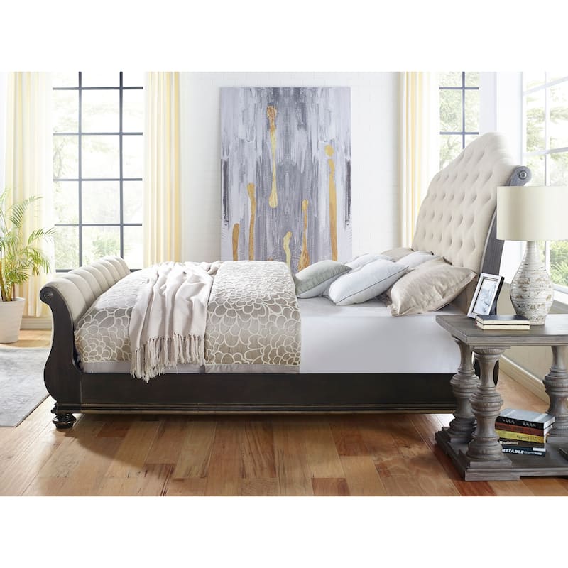 Steve Silver Raymond Rich Molasses Upholstered Sleigh Bed