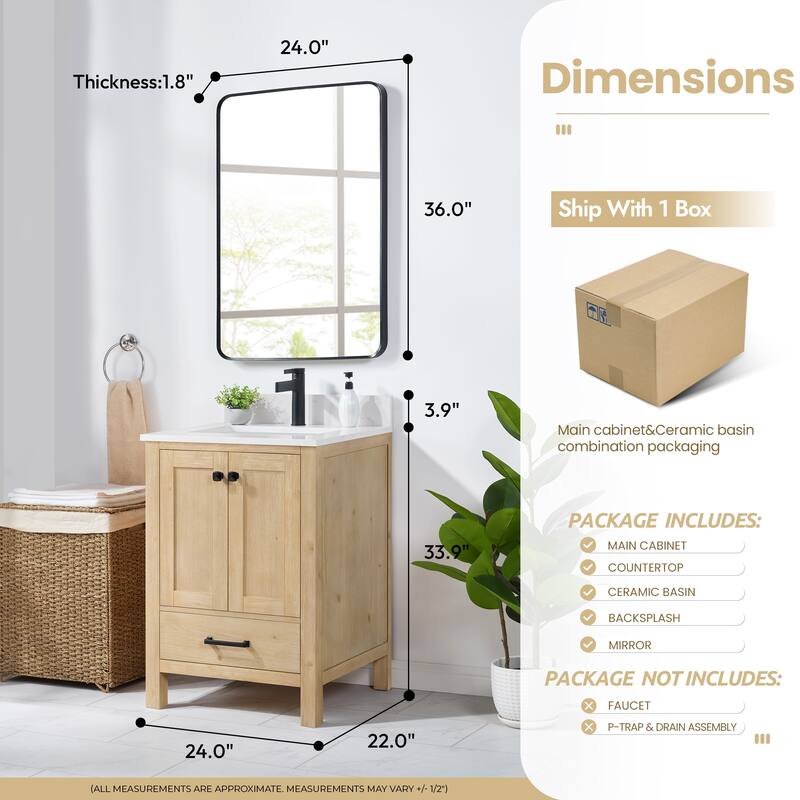 Shannon Bath Vanity with Composite Stone Countertop and Mirror
