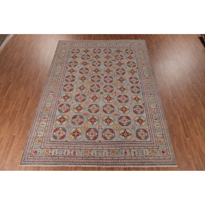 All-Over Kazak Area Rug Handmade Wool Carpet - 9'7" x 13'1"