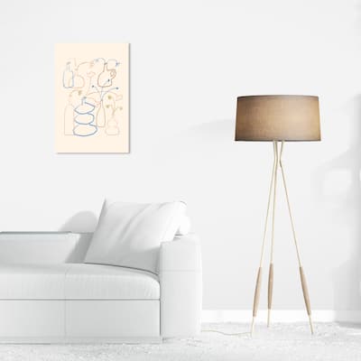 Wynwood Studio Canvas Floral and Botanical Outline Slhouette Vases White and Vanilla Modern & Contemporary Wall Art Canvas Print