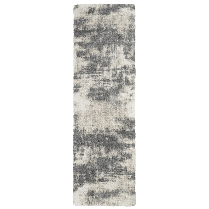 Noori Rug Lux Madison Abstract 2-Inch Shag Area Rug - 2'8" x 9'6" - Grey/Beige