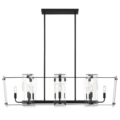 Everett Matte Black 8 Light Linear Chandelier