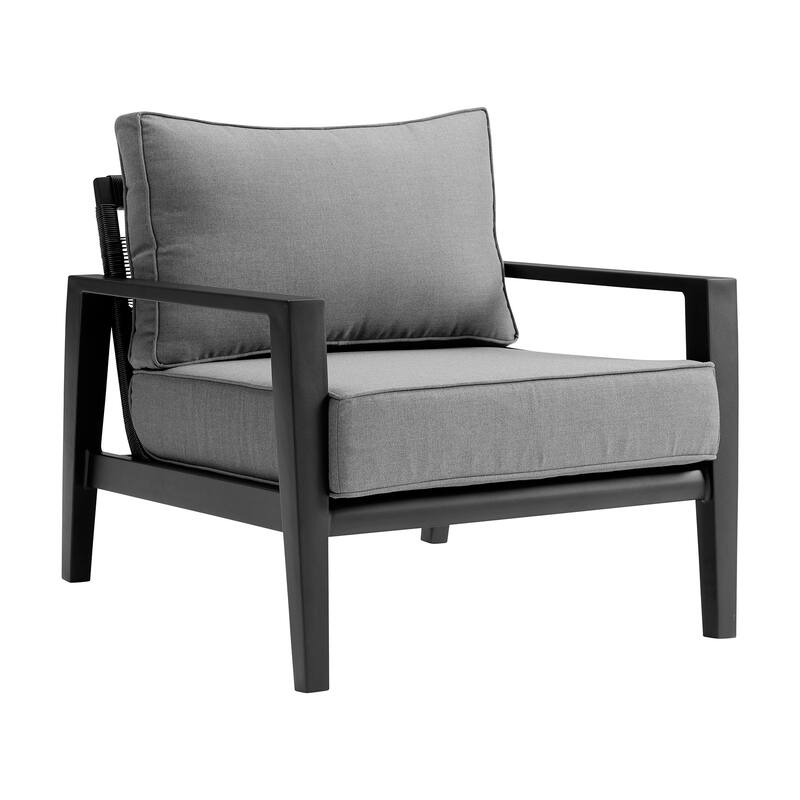 Grand Black Aluminum and Wicker Outdoor 4-Piece Deep Seating Patio Furniture Set