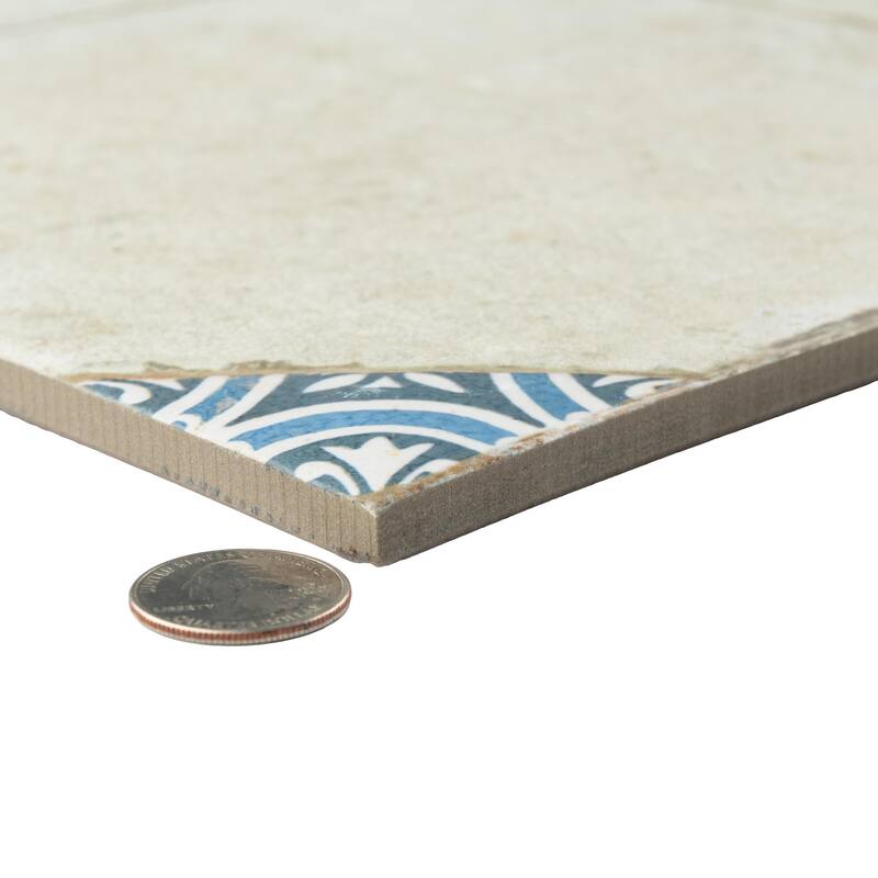 Merola Tile Kings Field Blue 17-3/4" x 17-3/4" Porcelain Floor and Wall Tile