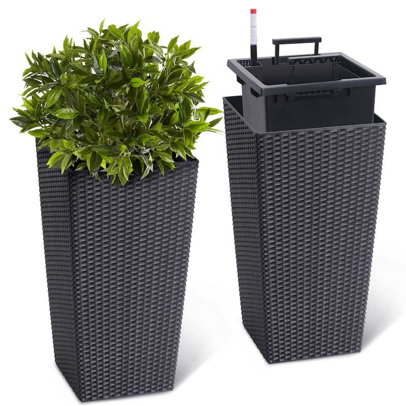 23 inch Tall Outdoor＆Indoor Planter Pots of 2 - Black