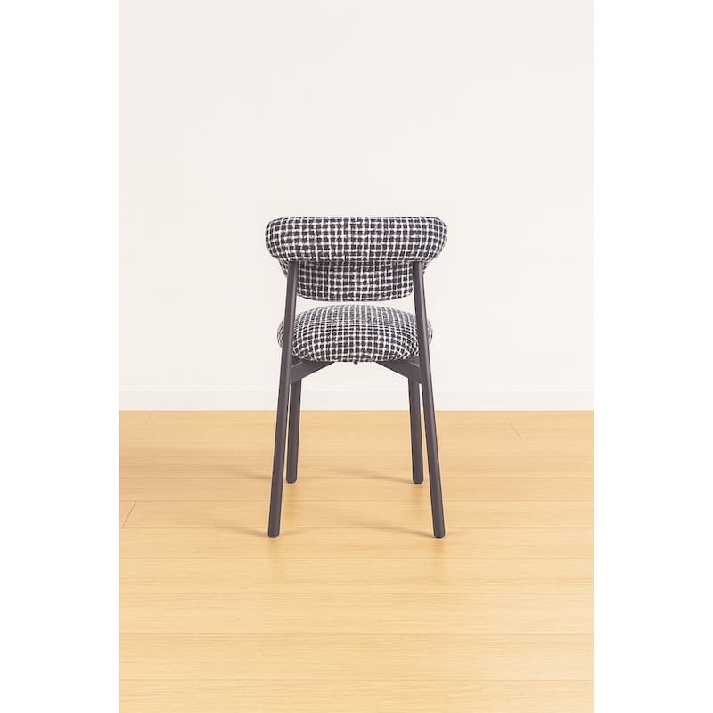 Houndstooth Upholstered Wood-look Metal Frame 2pc Dining Chairs