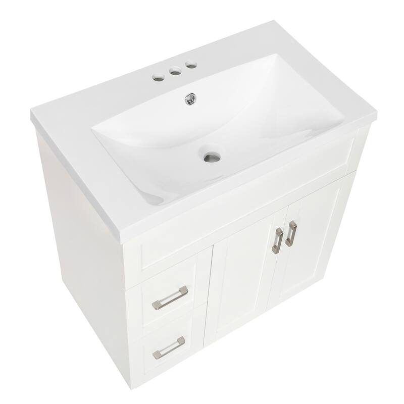 GDFStudio - Transitional Bathroom Vanity with SMC Resin Sink, Adjustable Shelves, Soft-Close Doors & Hidden Drawers