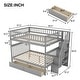 preview thumbnail 18 of 16, Full Over Full Solid Wood Bunk Bed with Two Drawers and Storage Staircase, High Guardrail