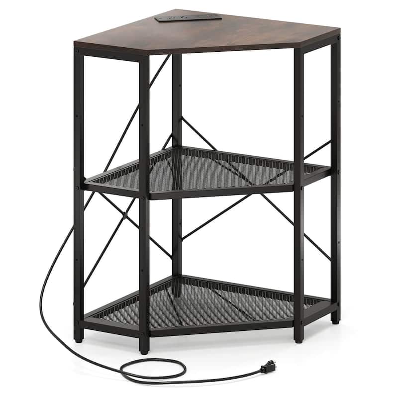 Costway Corner Printer Stand with Charging Station Adjustable Metal - See Details