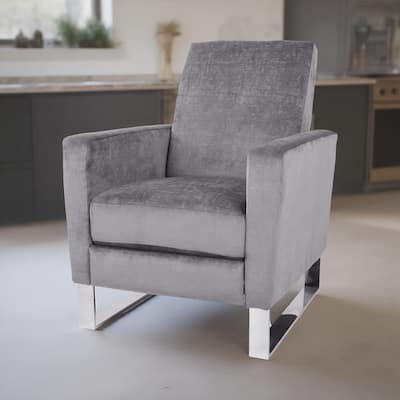 Reki Push Back Manual Recliner Chair, Stainless Steel Legs, Gray