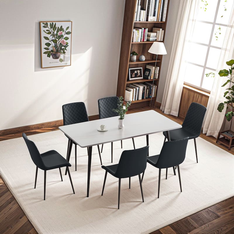Black PU Leather Dining Chair Set of 4 with Metal Legs