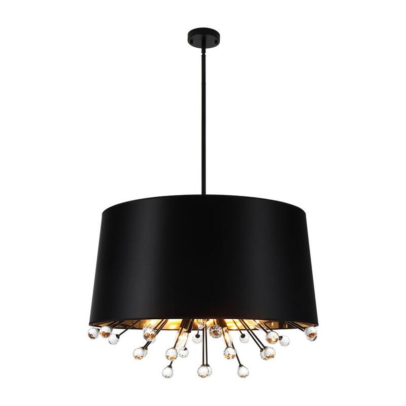 Ornate Rustic 12-Light Cone-shaped Fabric Crystal Chandelier - 30.7 in