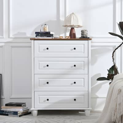 GDFStudio - Lyly Modern Chest of 4 Drawer Dresser, Tall Wood Storage Cabinet for Living Room, Entryway, Hallway