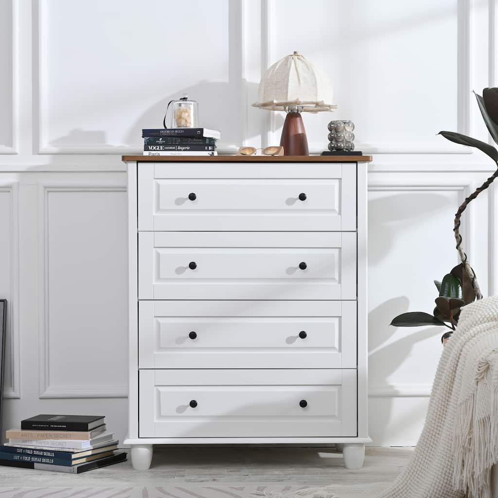 GDFStudio - Lyly Modern Chest of 4 Drawer Dresser, Tall Wood Storage Cabinet