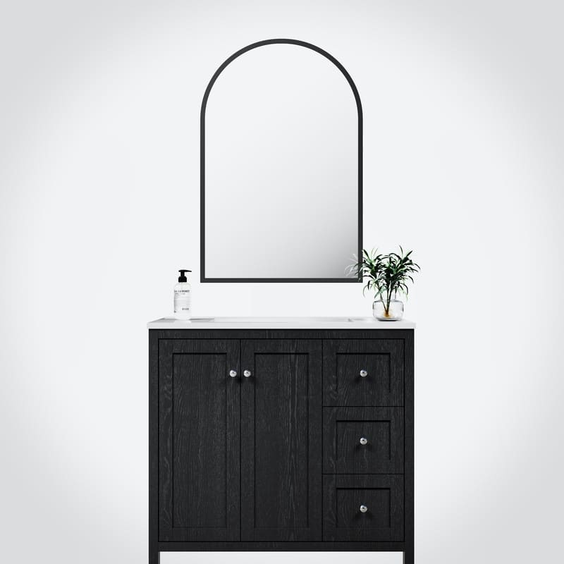 Bathroom Vanity with Top Sink Freestanding Vanity Set with Mirror Cabinet