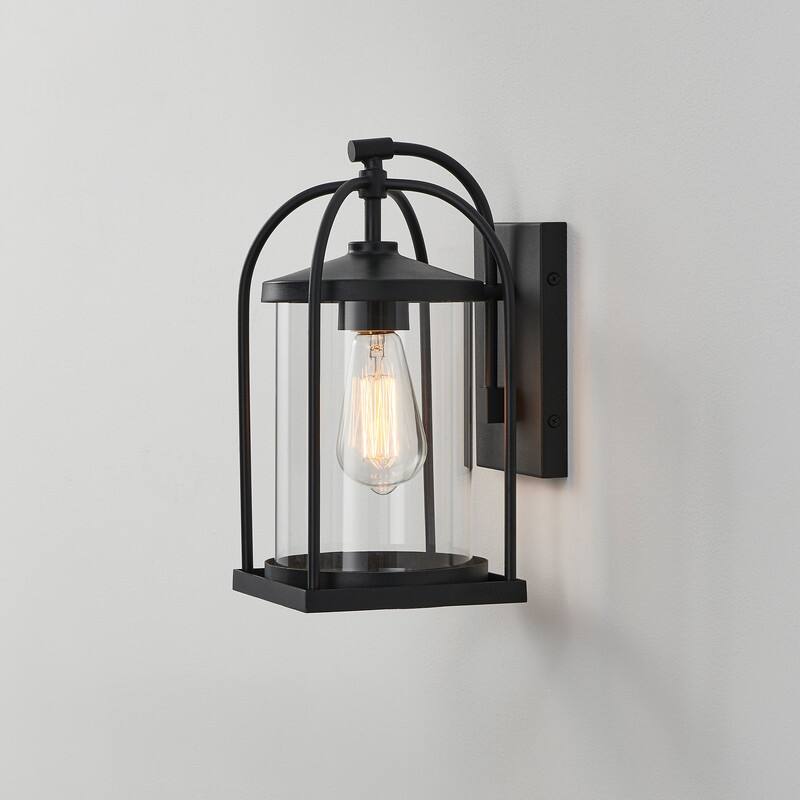 KAWOTI 12.63" 1-Light Outdoor Cage Wall Sconce Black