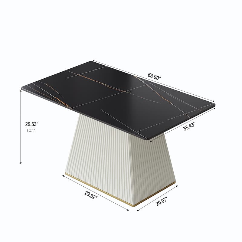 Elegant Faux Marble Dining Table Slate Panel Kitchen Table With Square Pedestal
