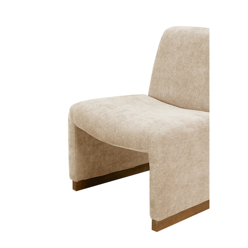 Armless Chair With Wood Legs And Soft Fabric
