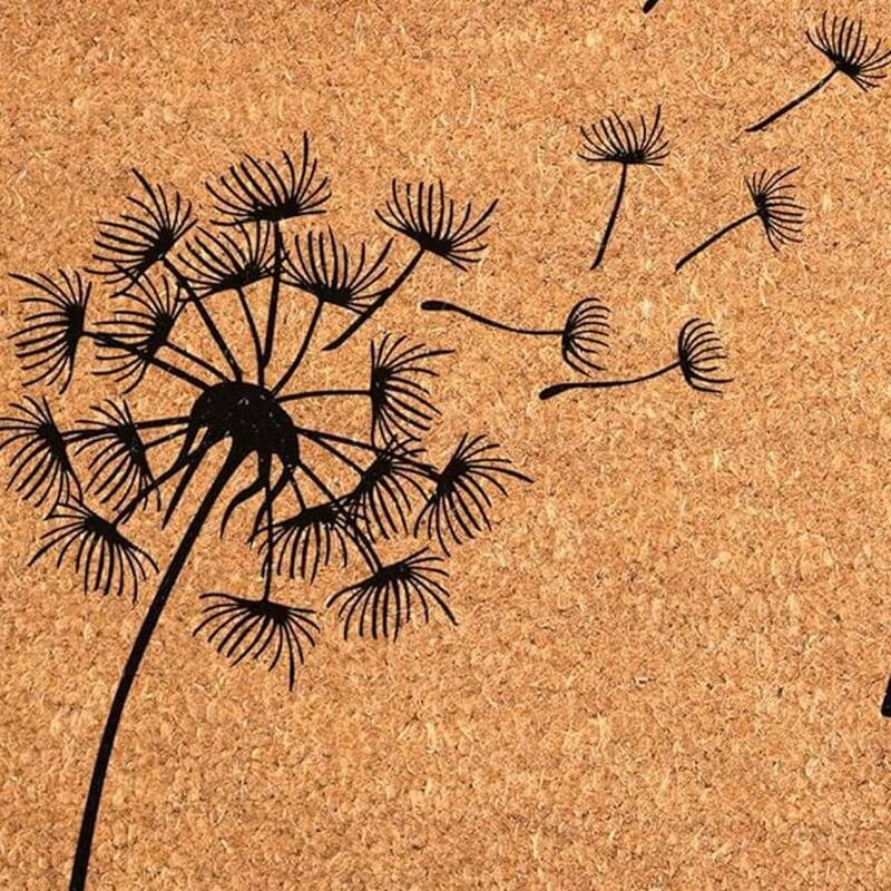 HomeRoots 36" X 72" Brown And Black Floral Hello Outdoor Coir Door Mat - 36.00' X '72.00