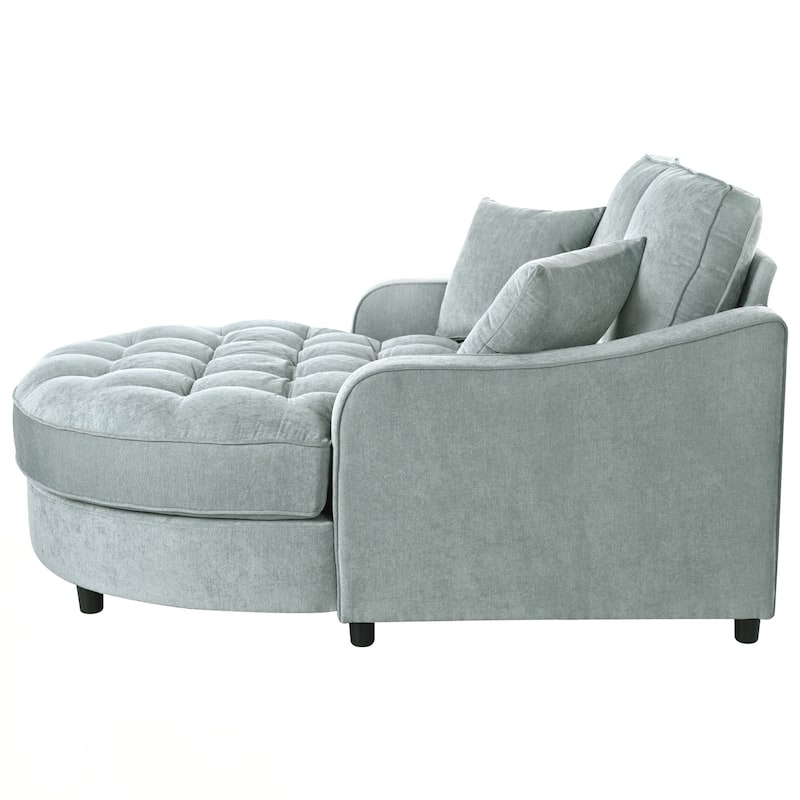 55" Modern Chaise Lounge Sofa Bed Upholstered Sofa Couch with Seat and Detachable Pillows for Living Room