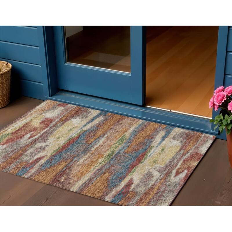 HomeRoots Abstract Transitional Rectangle Outdoor Rug - 3' x 5'