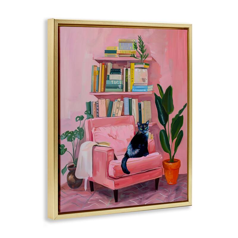 Stupell Calm & Cozy Pink Interior Framed Floater Canvas Wall Art Design By Lil' Rue