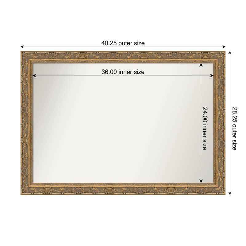 Filigree Non-Beveled Framed Wall Mirror - 40 x 28 in - Filigree Gold