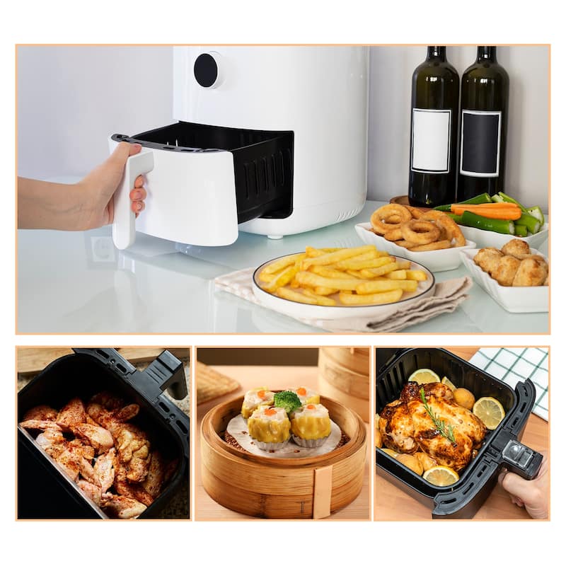6.5 inch Air Fryer Parchment Paper, 200pcs Square Baking Paper Liners, Brown