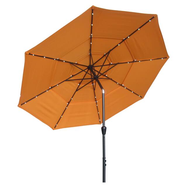 11FT Solar LED Lighted Patio Umbrella with 8 Ribs