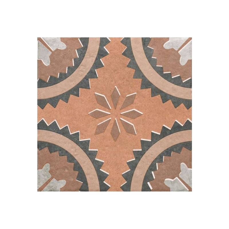 Verity Poppy 8x8 Matte Porcelain Encaustic Tile - Floor, Wall, Backsplash