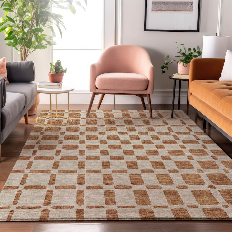 Premium Washable Super Soft Modern Hope Mayfield Rug - Terracotta - 8' x 10'