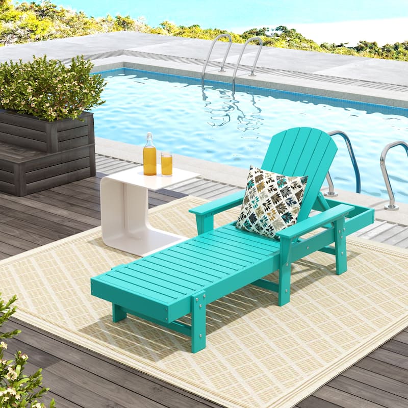 Polytrends Altura Poly Eco-Friendly All Weather Reclining Chaise Lounge with Arms - Turquoise