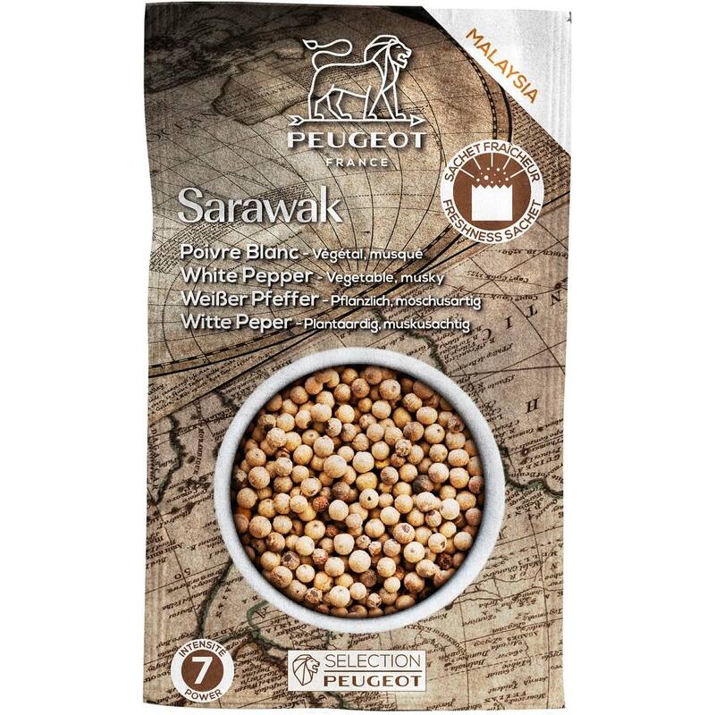 Peugeot Sarawak Malaysian White Peppercorns, 80g - 4 fresh sachets of 20g