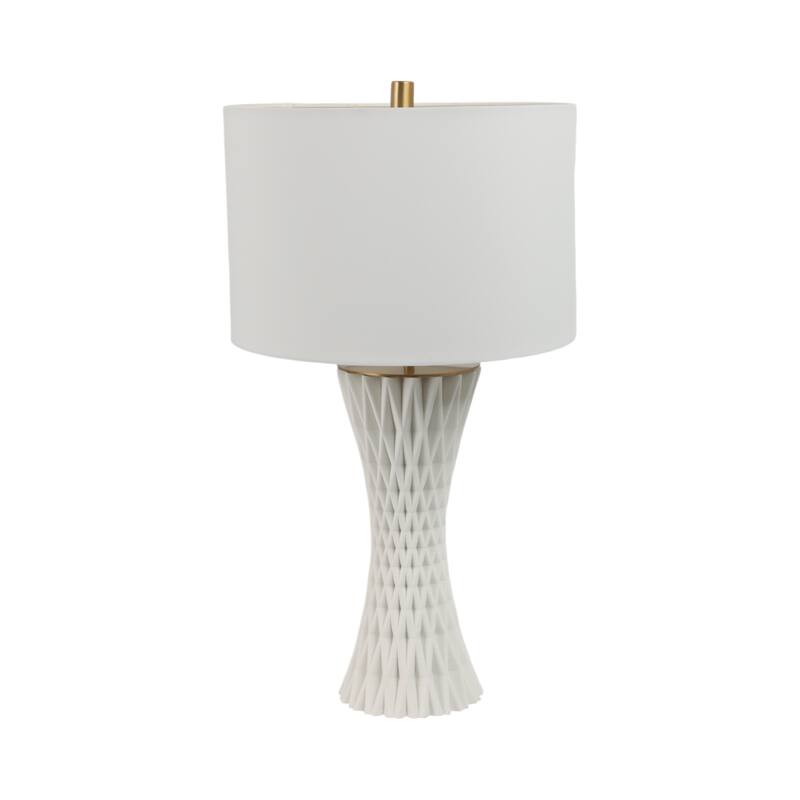 Stone Porcelain Table Lamp Textured Base with Fabric Shade - 26" White - 15" x 15" x 26"